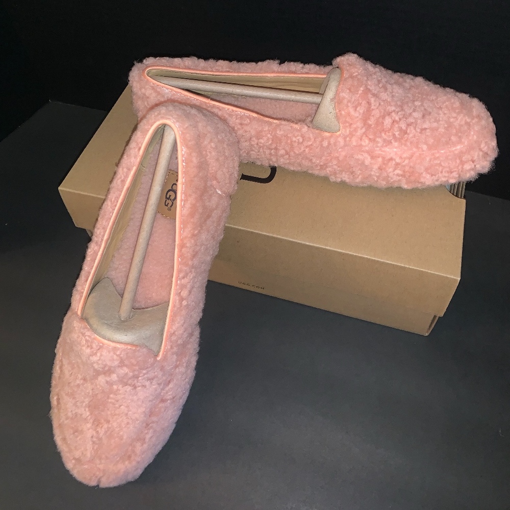 AUTHENTIC UGG PINK SHEARLING SLIP-ONS - WOMEN'S 8M